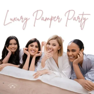 Luxury pamper party experience in Cape Town four happy women in satin robes enjoying a spa day Perfect for bridal showers=birthdays and self care gatherings Book your at home spa experience with Beautiful Possibilities